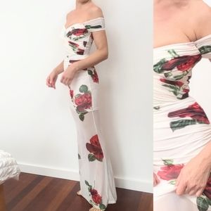 Los Angeles sample naked sheer dress roses w liner xs